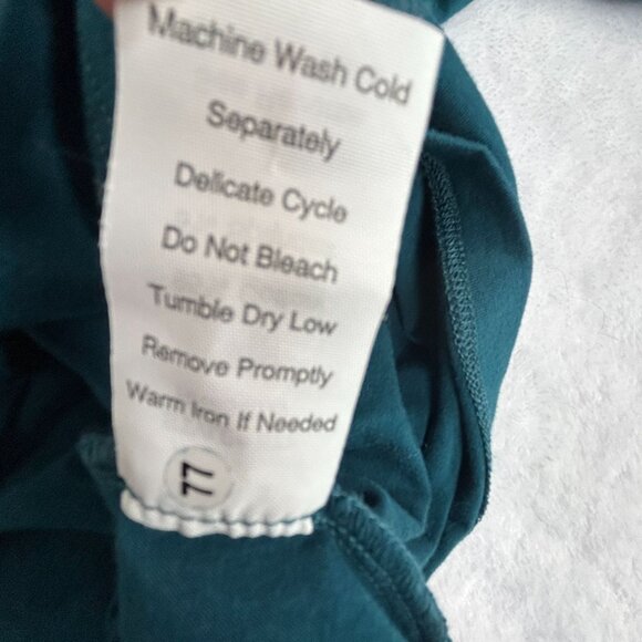 CAbi Womens Teal Blue Diamond Faux Wrap Surplice Blouse Top Large Stretch Casual - Picture 9 of 9